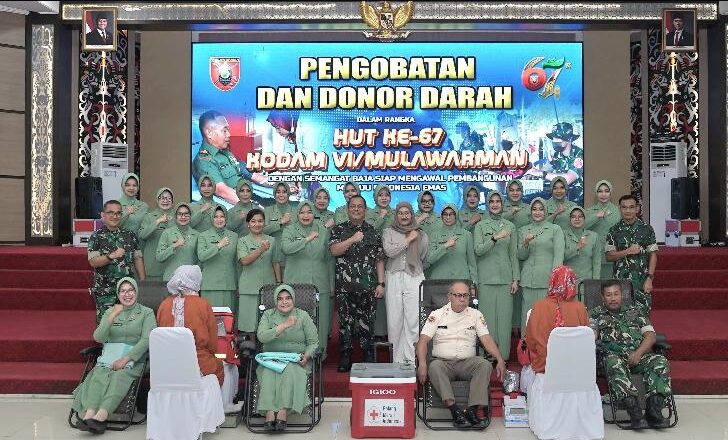 HUT ke-67 Kodam VI/Mulawarman, 500 Peserta Ikuti Donor Darah dan Pengobatan Gratis