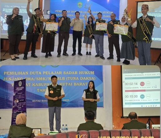 Disdikbud dan Kejati Kaltim Gelar Pemilihan Duta Pelajar Sadar Hukum di Kutai Barat, SMA Negeri 1 Jempang Raih Juara 1.